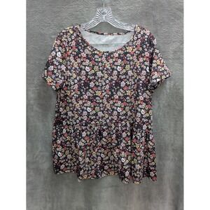 Cottagecore Top Women's Large Peplum Ditsy Micro Floral